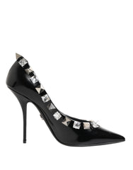 Dolce & Gabbana Black Crystals Studs Stiletto Pumps Shoes