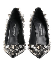 Dolce & Gabbana Black Crystals Studs Stiletto Pumps Shoes