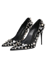 Dolce & Gabbana Black Crystals Studs Stiletto Pumps Shoes