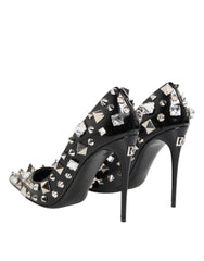 Dolce & Gabbana Black Crystals Studs Stiletto Pumps Shoes