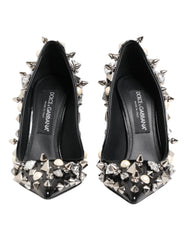 Dolce & Gabbana Black Crystals Studs Stiletto Pumps Shoes