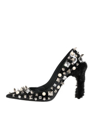 Dolce & Gabbana Black Crystals Studs Stiletto Pumps Shoes
