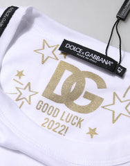 Dolce & Gabbana White Cotton Goodluck 2022 Crew Neck T-shirt