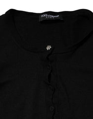 Dolce & Gabbana Black STAFF Round Neck Cardigan Sweater