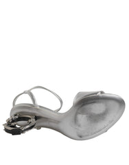 Dolce & Gabbana Silver KEIRA Heels Ankle Strap Sandals Shoes