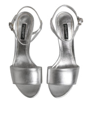 Dolce & Gabbana Silver KEIRA Heels Ankle Strap Sandals Shoes