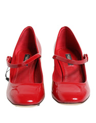 Dolce & Gabbana Red Leather DG Logo Heels Sandals Shoes