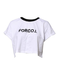 Dolce & Gabbana White Cotton Crew Neck Cropped Top T-shirt