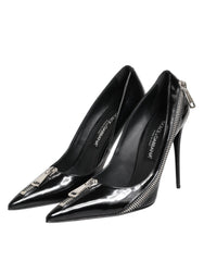 Dolce & Gabbana Black Patent Leather Zipper Heels Pumps Shoes