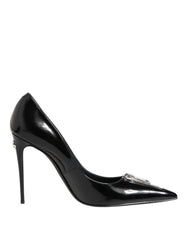 Dolce & Gabbana Black Patent Leather Zipper Heels Pumps Shoes