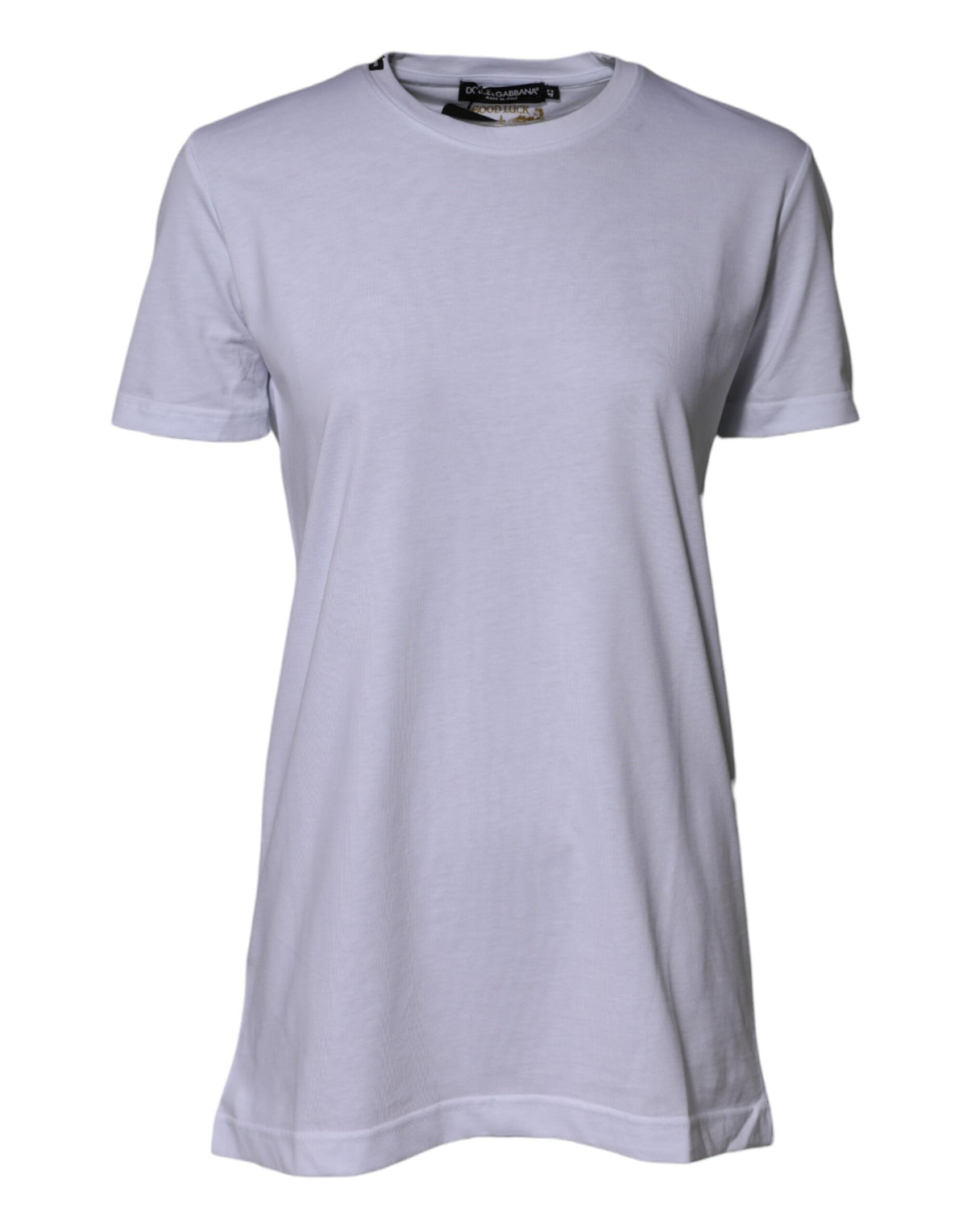 Dolce & Gabbana White Cotton Goodluck 2023 Crew NeckT-shirt