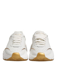 Dolce & Gabbana White Gold DAYMASTER Leather Sneakers Shoes