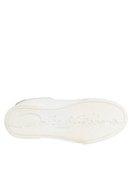 Dolce & Gabbana White Gold Leather Low Top Sneakers Shoes