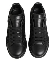 Dolce & Gabbana Black Floral Lace Low Top Sneakers Shoes
