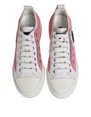Dolce & Gabbana White Pink Canvas Low Top Sneakers Shoes