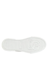 Dolce & Gabbana White Pink Canvas Low Top Sneakers Shoes