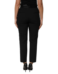 Dolce & Gabbana Black Wool HighWaist Tapered Trouser Pants