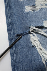 Dolce & Gabbana Blue Tattered High Waist Women Denim Jeans