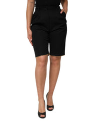 Dolce & Gabbana Black Zip Detailed Wool Straight Leg Pants