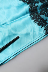 Dolce & Gabbana Blue Silk Garterized Straight Women Pajama Pants