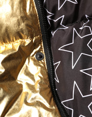Dolce & Gabbana Gold Hooded Puffer Quilted Full Zip Jacket