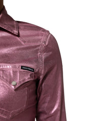 Dolce & Gabbana Pink Cotton Stretch Collared Cropped Jacket