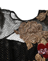 Dolce & Gabbana Black Crystal Heart Embellished A-line Dress