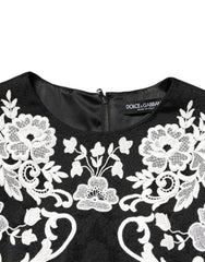 Dolce & Gabbana Black Lace Trim Short Sleeves A-line Dress