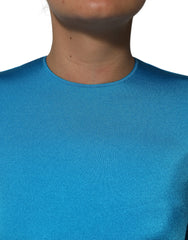 Dolce & Gabbana Blue Nylon Crew Neck Bodycon Jumpsuit Dress