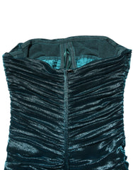 Dolce & Gabbana Green Silk Satin Fitted Strapless Dress
