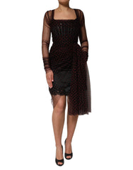 Dolce & Gabbana Black Lace Trim Long Sleeve Sheath Mini Dress