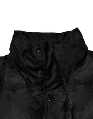Dolce & Gabbana Black Jacquard Quilted Puffer Bomber Jacket