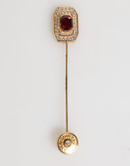 Dolce & Gabbana Rhinestone Embellished Sterling Silver Collar Brooch Pin
