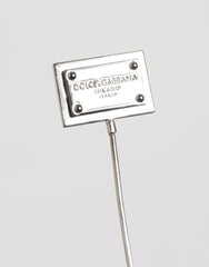Dolce & Gabbana Silver Tone Logo Plaque Lapel Men Accessory Brooch Pin