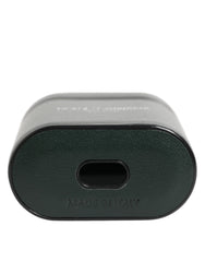 Dolce & Gabbana Black Leather Logo Print Flip Holder Men Airpods Case