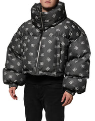 Dolce & Gabbana Black DG Monogram Full Zip Puffer Men Jacket