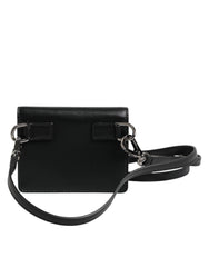 Dolce & Gabbana Black Leather Bifold Card Holder Crossbody Men Borse Bag