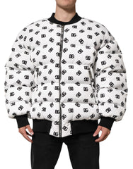 Dolce & Gabbana White DG Monogram Full Zip Quilted Jacket