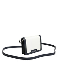 Dolce & Gabbana Beige Black Leather Card Holder Crossbody Men Borse Bag