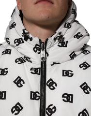 Dolce & Gabbana White DG Monogram Hooded Puffer Jacket