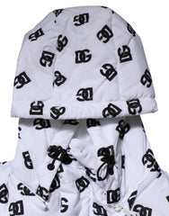 Dolce & Gabbana White DG Monogram Hooded Quilted Jacket
