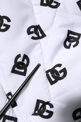 Dolce & Gabbana White DG Monogram Hooded Quilted Jacket