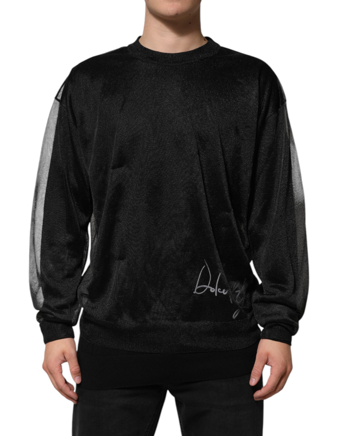 Dolce & Gabbana Black Polyester Pullover Sweatshirt Sweater