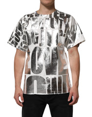 Dolce & Gabbana White Metallic Print Cotton CrewNeck T-shirt