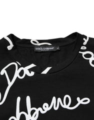 Dolce & Gabbana Black Logo Print Cotton Crew Neck  T-shirt