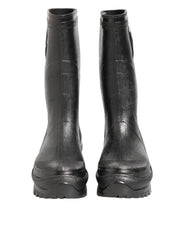 Dolce & Gabbana Metallic Black Pull On Rain Boots Men Shoes