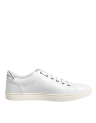 Dolce & Gabbana White Crown Bee Leather Low Top Sneakers Shoes