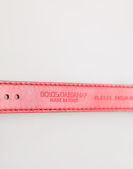 Dolce & Gabbana Red Exotic Leather Gold Tone Metal Buckle Women Armband