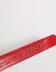 Dolce & Gabbana Red Exotic Leather Gold Tone Metal Buckle Women Armband
