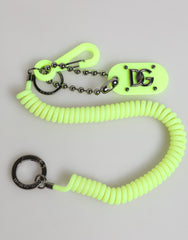Dolce & Gabbana Green Springy Key Holder DG Logo Men's Keychain Keyring